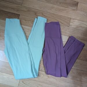 Lululemon High Rise Align Mint Lavender Pants Leggings Lot Size 6 Set